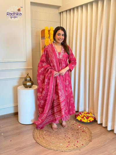 ANARKALI PLAZO BY RADHIKA LIFESTYLE DESIGNER COTTON SALWAR SUIT WHOLESALER IN INDIA